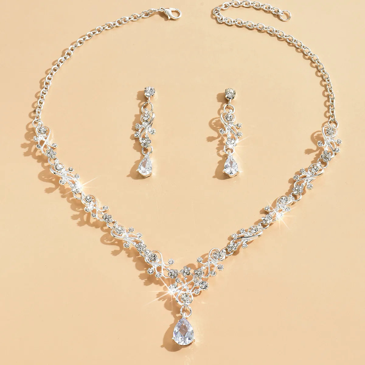 3pcs women's fashionable jewelry set with rhinestones, zircon