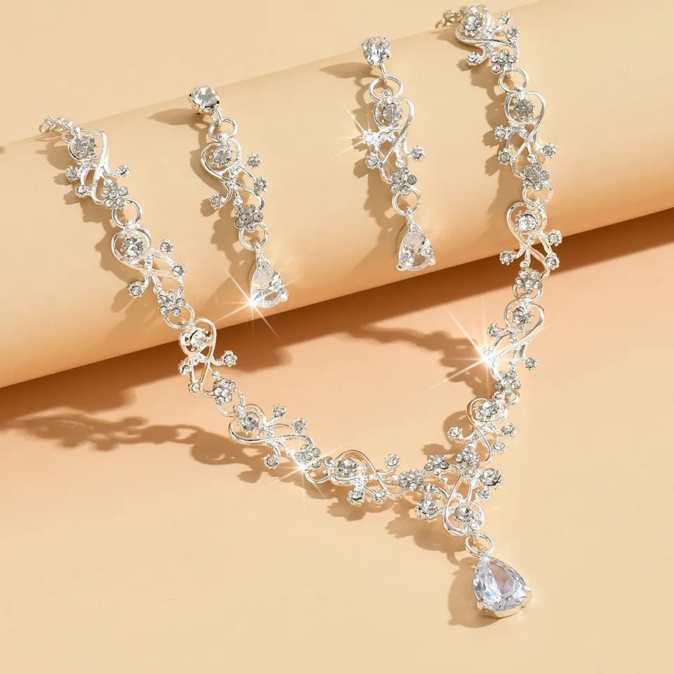 3pcs women's fashionable jewelry set with rhinestones, zircon