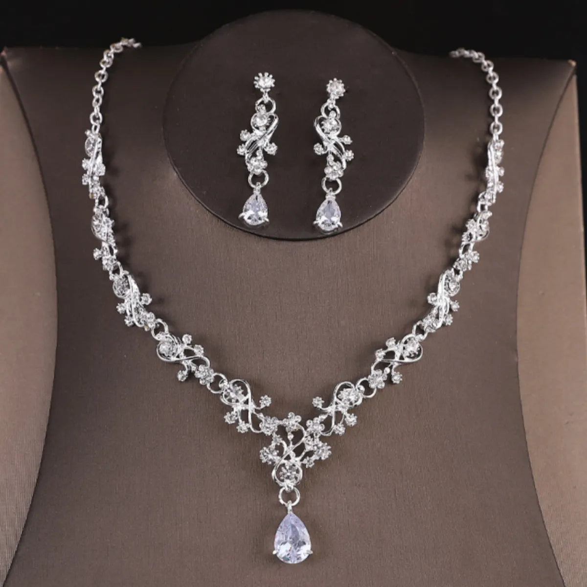 3pcs women's fashionable jewelry set with rhinestones, zircon