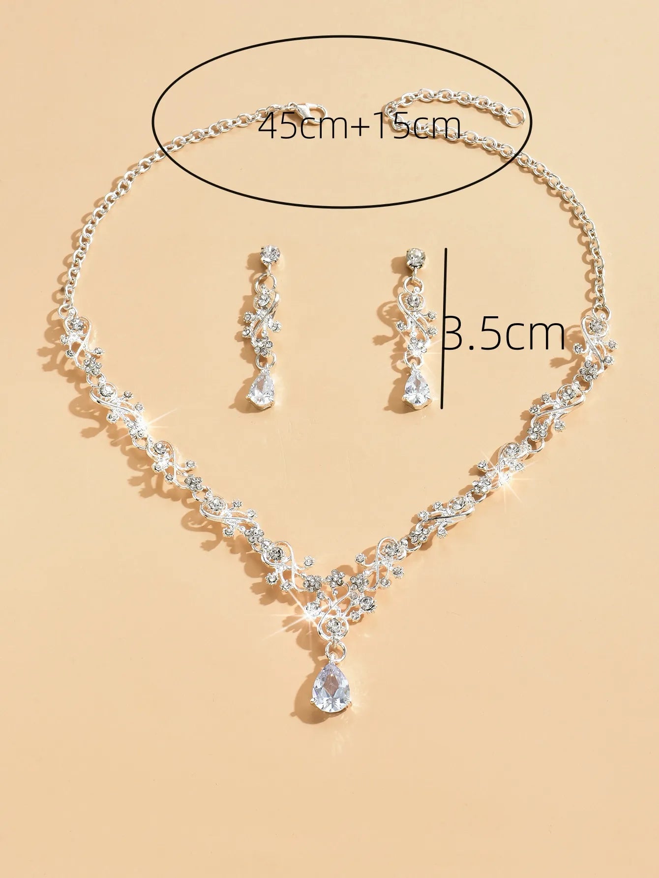 3pcs women's fashionable jewelry set with rhinestones, zircon