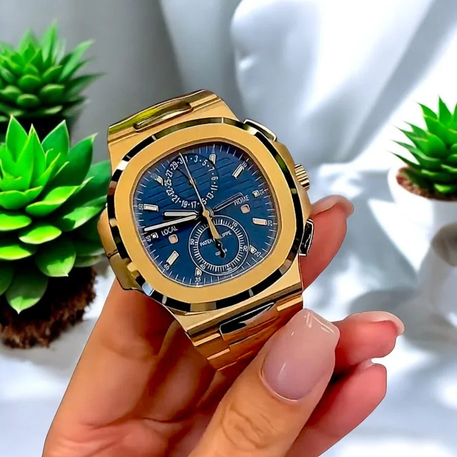 Elite Gold Edition Watch with Blue Dial