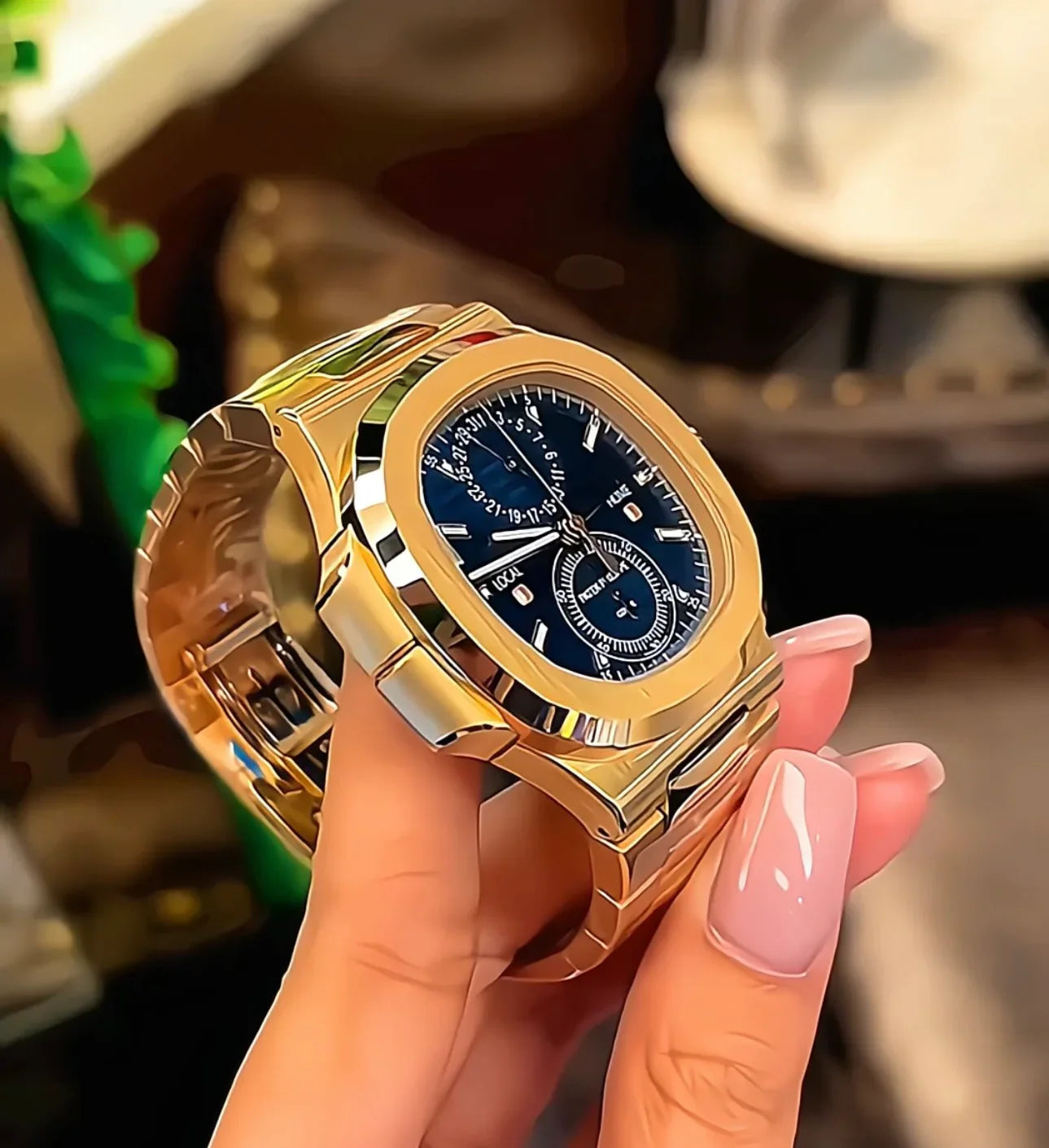 Elite Gold Edition Watch with Blue Dial